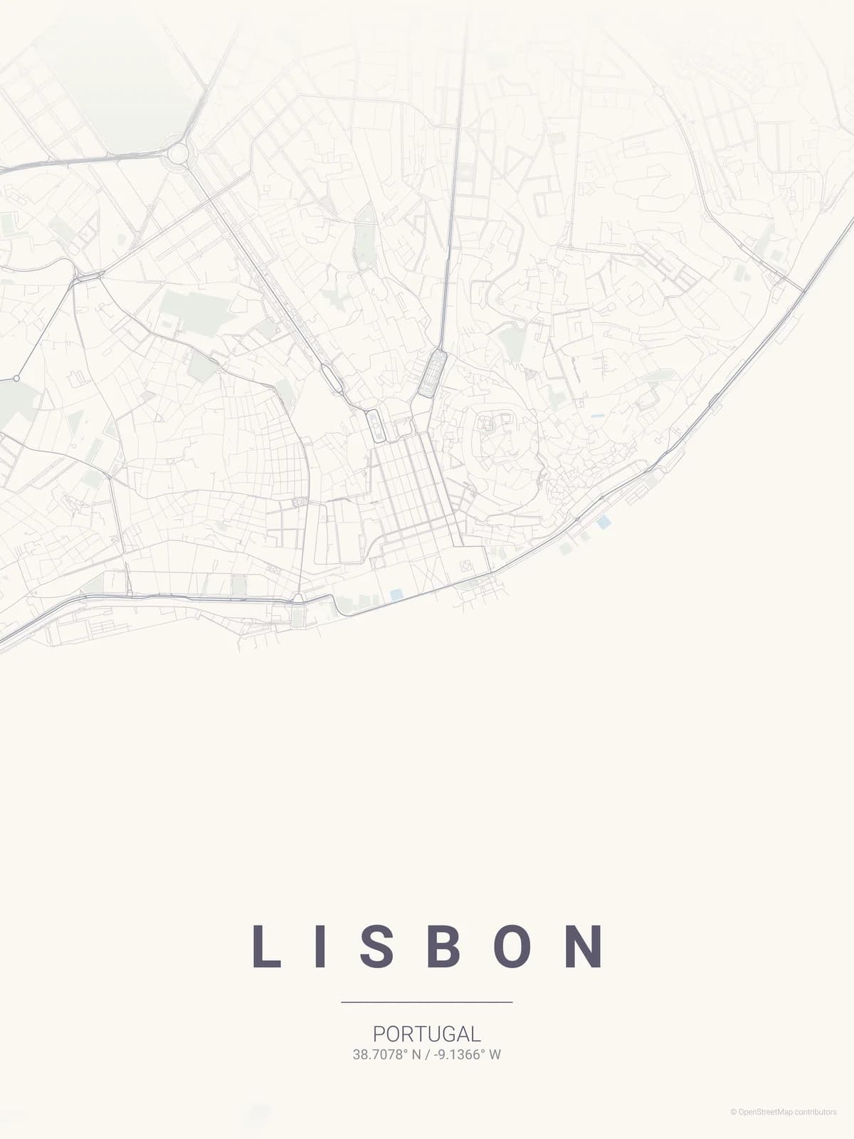 Lisbon map poster