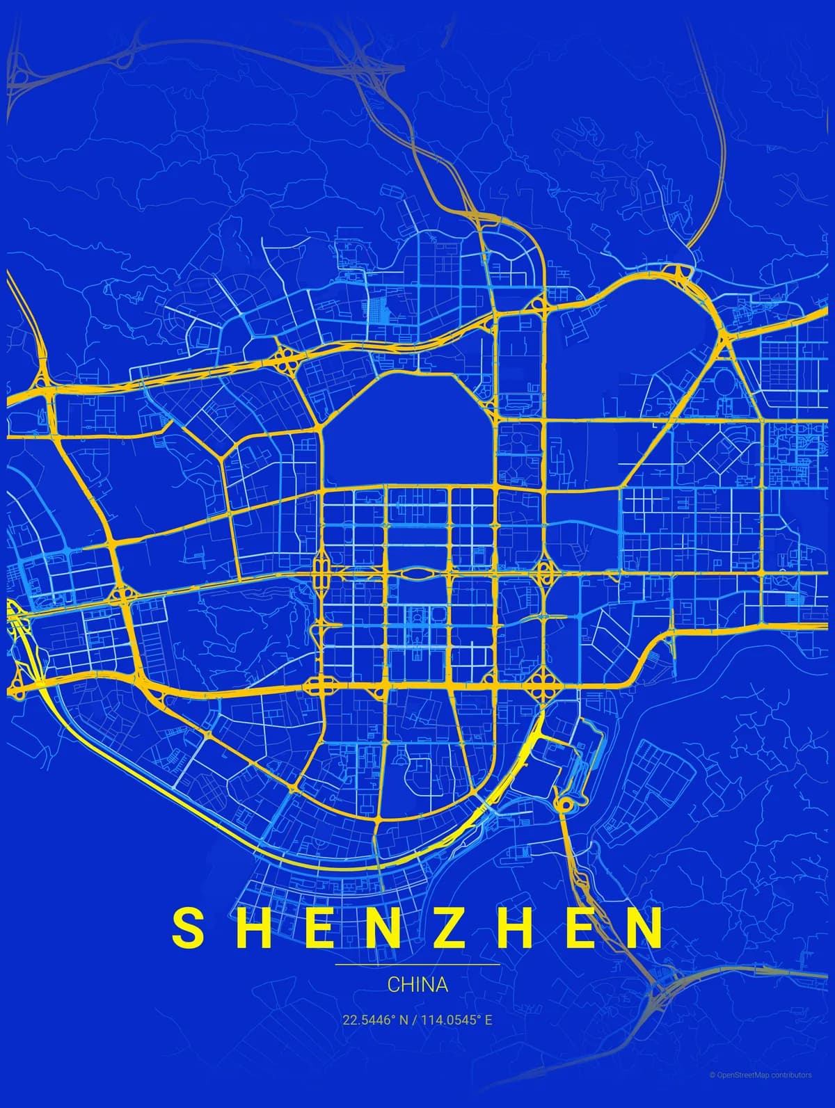 Shenzhen map poster