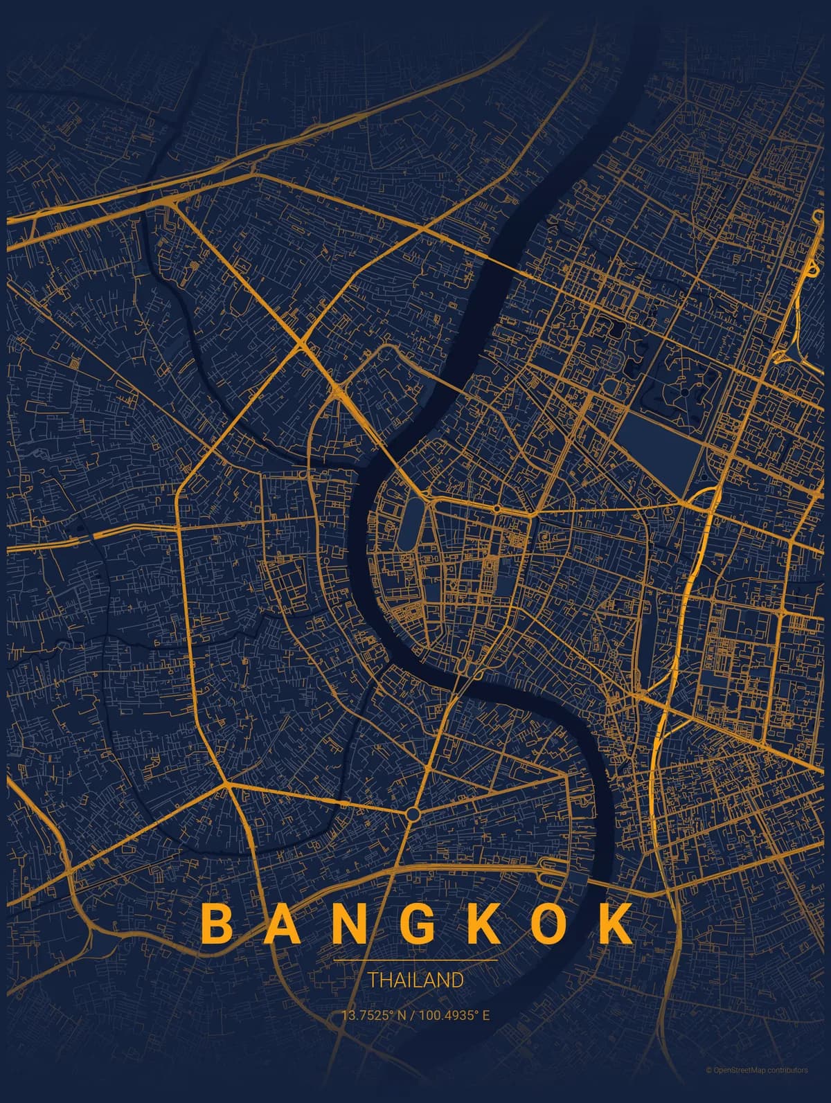 Bangkok map poster