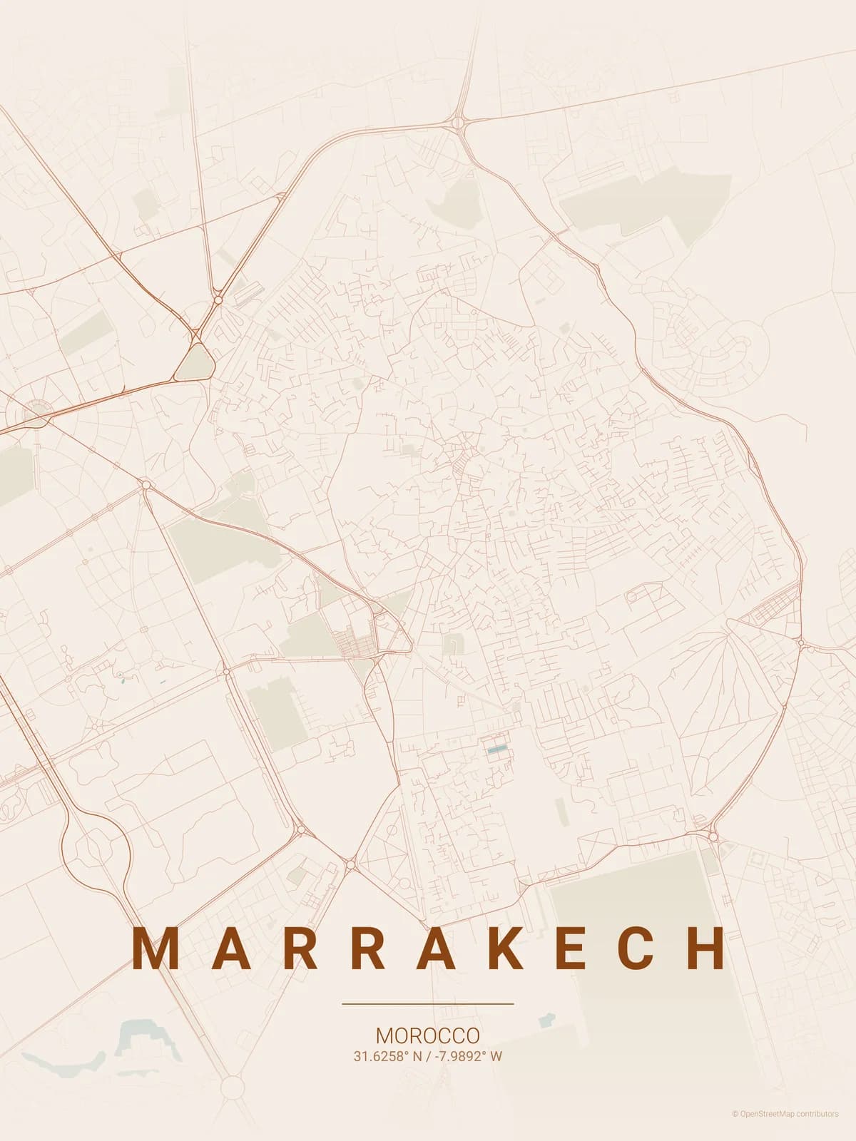 Marrakech map poster