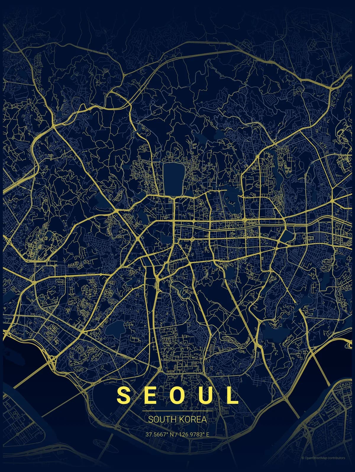 Seoul map poster