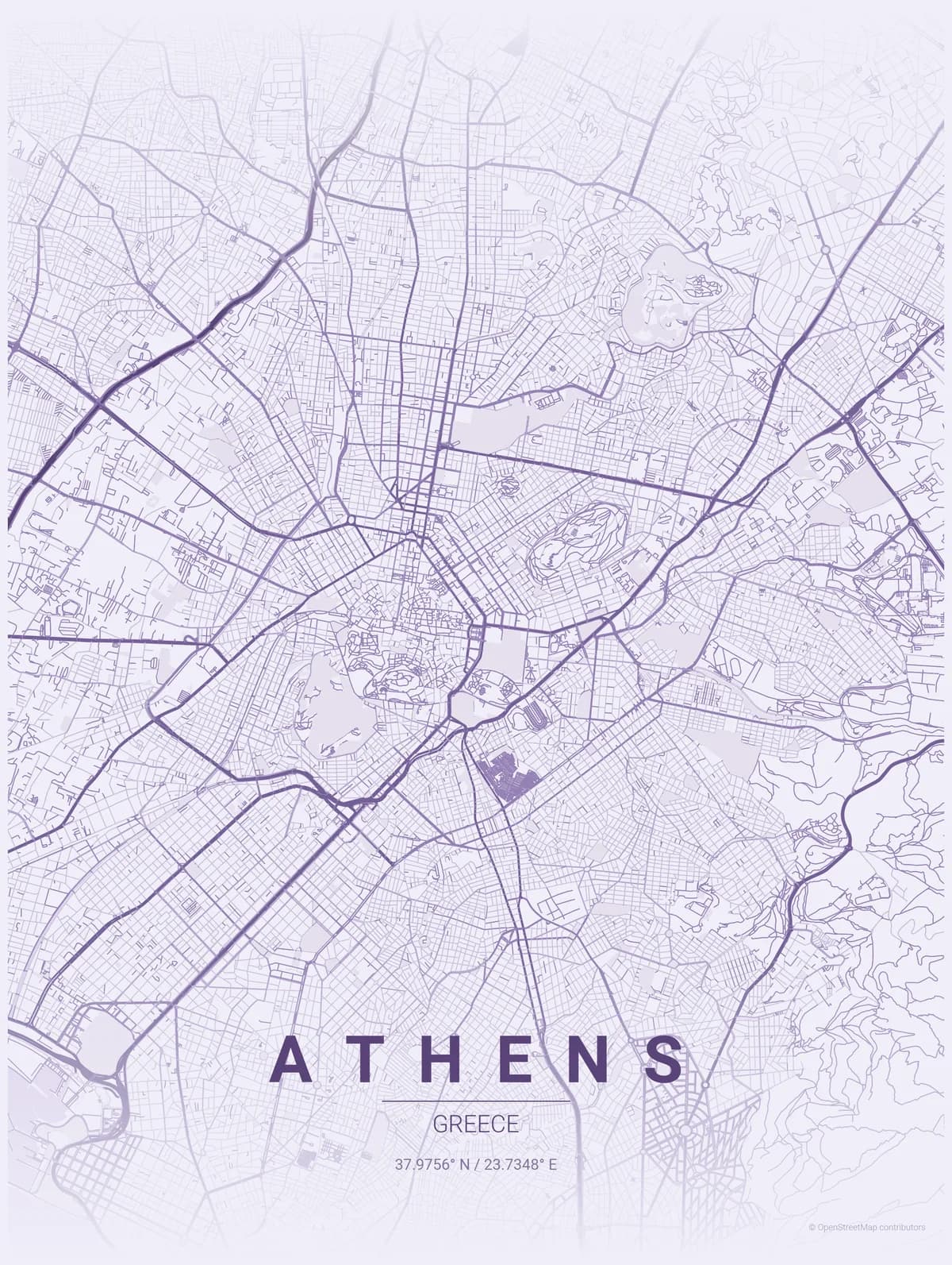 Athens map poster