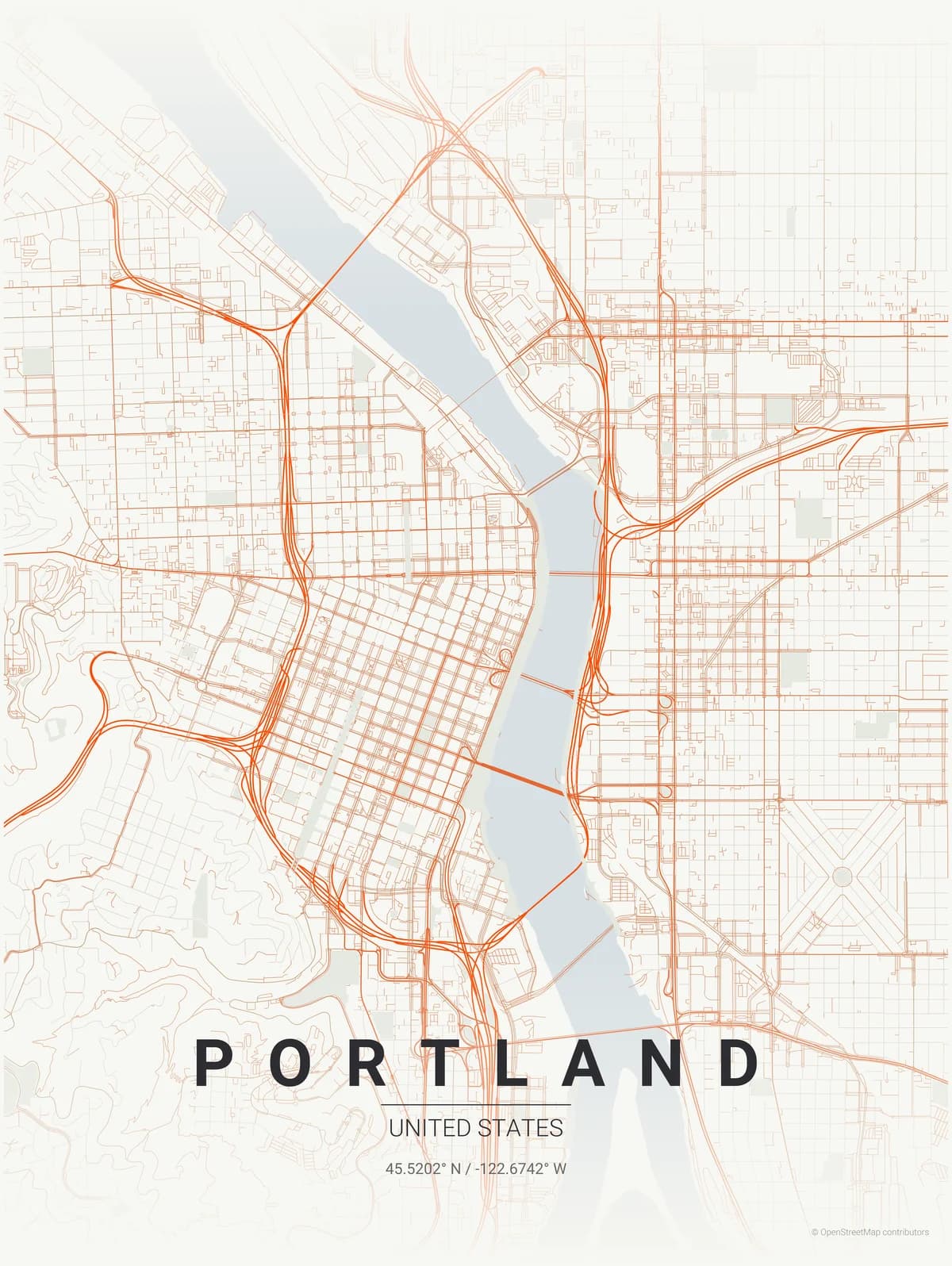 Portland map poster