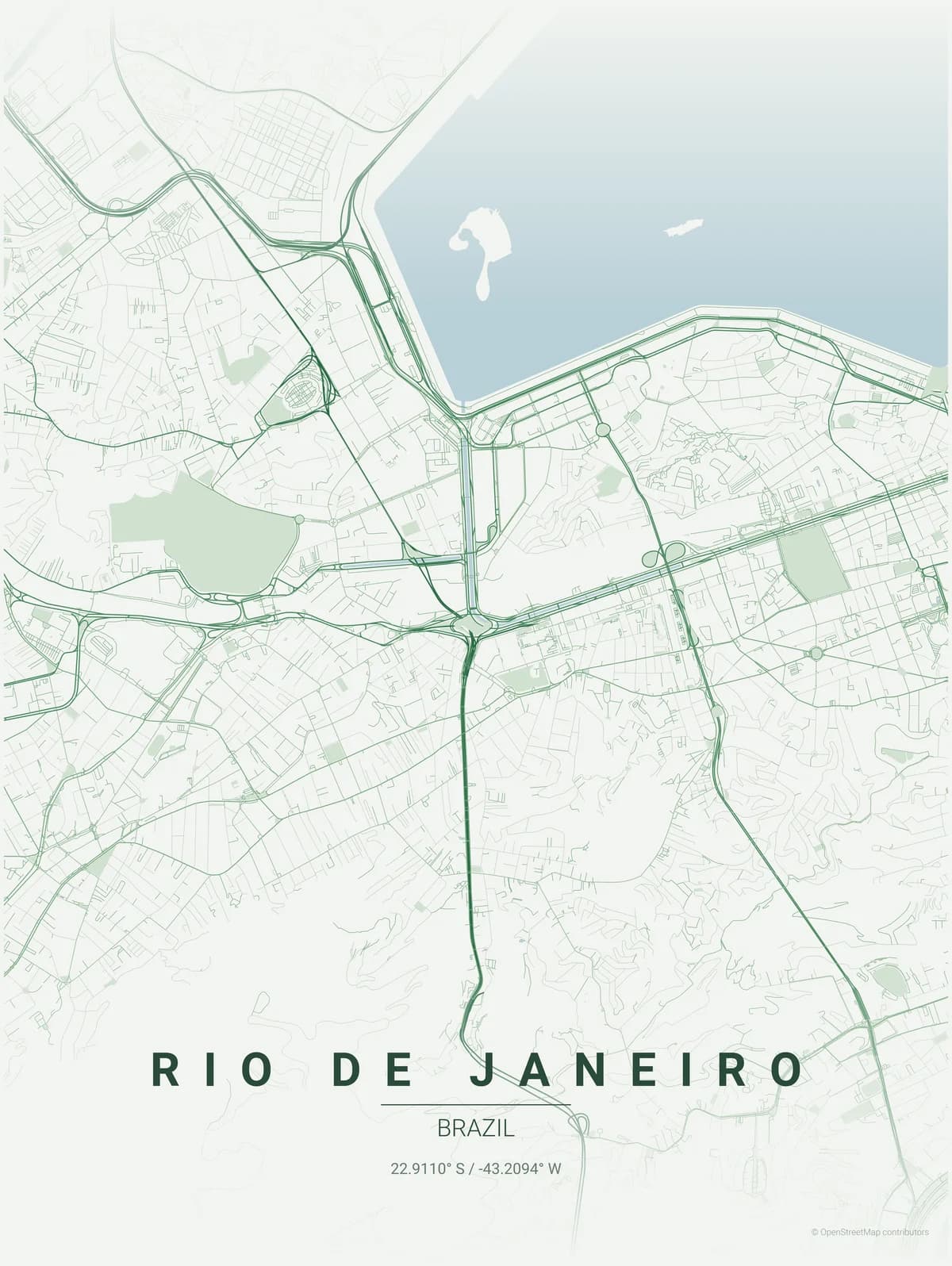 Rio de Janeiro map poster