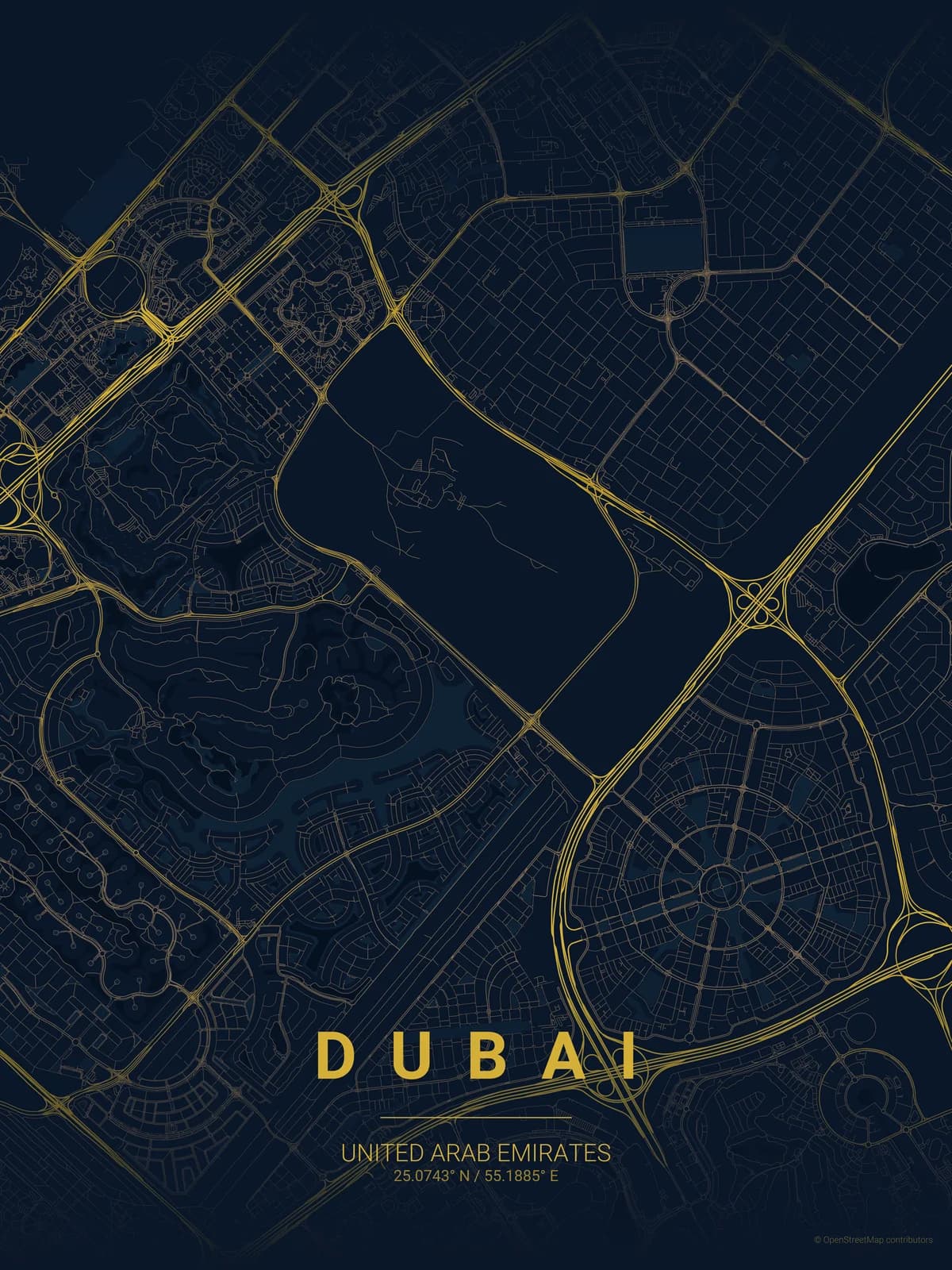 Dubai map poster